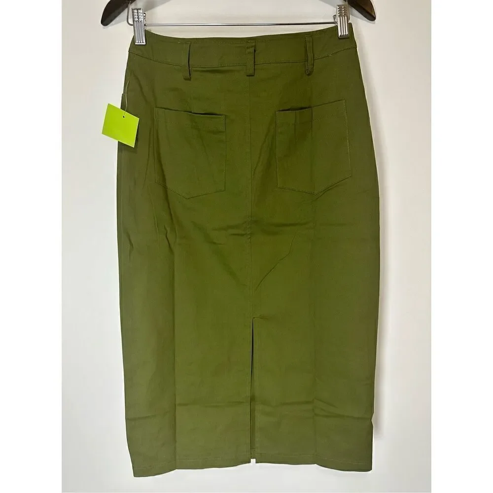 Olive twill skirt